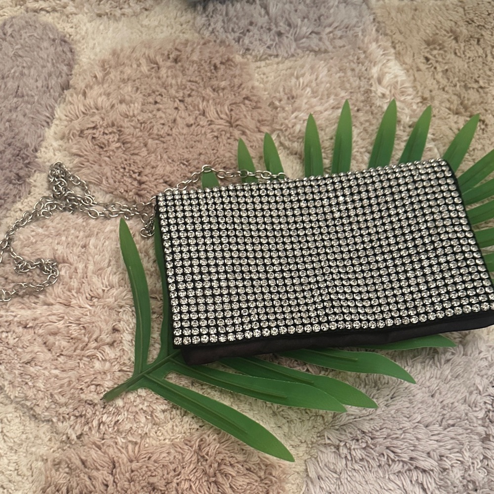 Silver Rhinestone Clutch Bag
